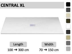 Custom-made XXL shower tray with central drain and smooth finish - LEEDS CENTRAL XL
