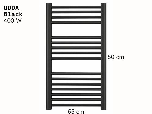 Electric towel rail, steel, matt black 80x55 cm - ODDA