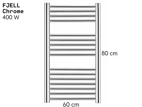 Electric towel rail, chromed steel 80x60 cm - FJELL