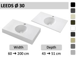 Custom-made round vanity top wall-hung or built-in - LEEDS Ø30