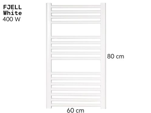 Electric towel rail, matt white steel 80x60 cm - FJELL