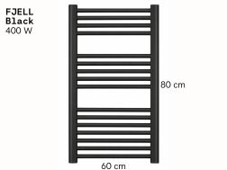 Electric towel rail, steel, matt black 80x60 cm - FJELL