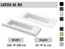 Double washbasin, washbasin 85 cm, suspended or built-in - LEEDS XL 85