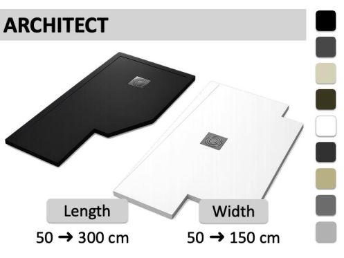 Custom-made shower tray with cut-outs and atypical shapes - ARCHITECT