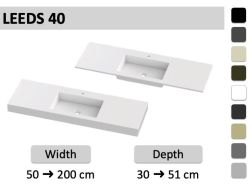 Custom-made shallow-depth vanity top wall-hung or built-in - LEEDS 40