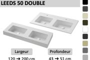 Plan vasque double sur mesure suspendu ou à poser - LEEDS DOUBLE 50