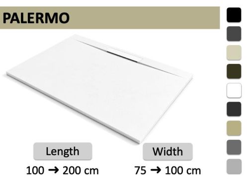 Side Drain Shower Tray with Drain Channel PALERMO