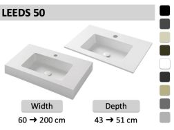 Custom-made suspended or built-in vasin top - LEEDS 50