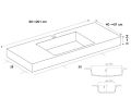 Custom-made suspended or built-in vasin top - LEEDS 50