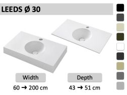Custom-made round vanity top wall-hung or built-in - LEEDS Ø30