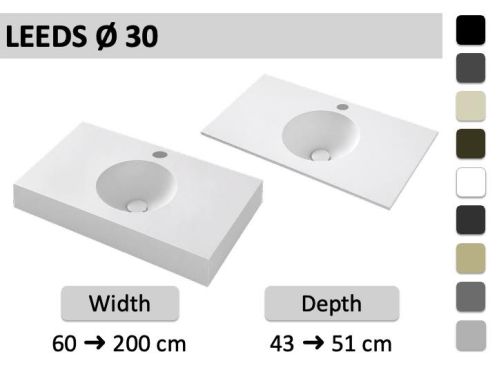 Custom-made round vanity top wall-hung or built-in - LEEDS Ø30