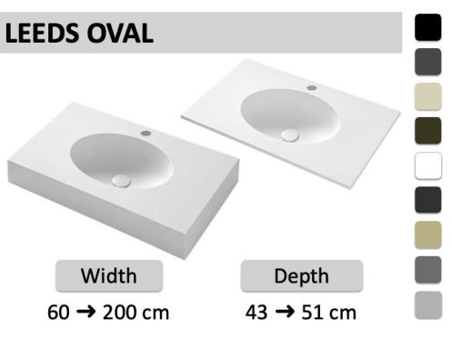 Custom-made oval vanity top wall-hung or built-in - LEEDS OVAL