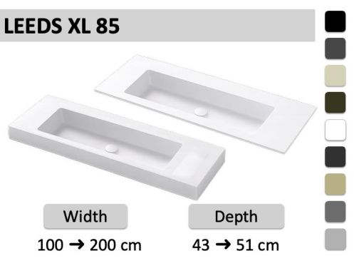 Custom Wall-Hung or Countertop Double Vanity Top – LEEDS XL 85 
