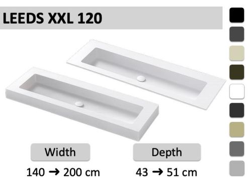 Custom-made XXL double vanity top wall-hung or countertop - LEEDS XXL 120