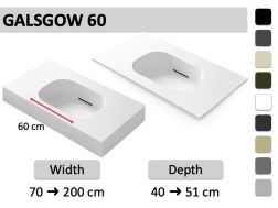 Suspended or incasted basin with 60 cm basin – GLASGOW 60