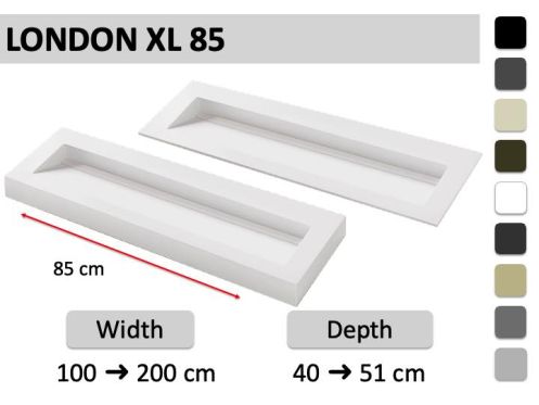 85cm wall-mounted or inset linear washbasin – LONDON XL 85