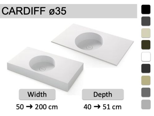 Suspended or countertop with round basin Ø35 cm – CARDIFF