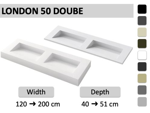 Suspended or built-in double-in gutter plan – LONDON DOUBLE 50