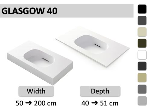 Low-depth suspended or built-in vasin surface - GLASGOW 40