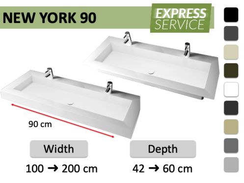 Custom-made suspended or built-in vasin top – NEW YORK 90