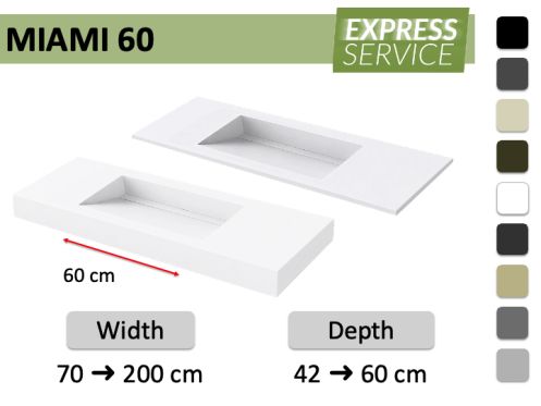 Suspended or custom-made built-in gutter tray – MIAMI 60
