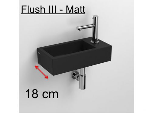 Washbasin, 18 x 36 cm, matt anthracite ceramic, tap right - FLUSH 3 RIGHT