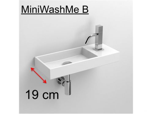 Washbasin, 19 x 45 cm,  straight tap - MINI WASH ME 45 RIGHT