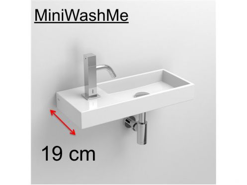 Washbasin, 19 x 45 cm, left tap - MINI WASH ME 45 LEFT
