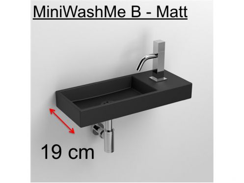 Hands washbasin, 19 x 45 cm, in matt anthracite ceramic, tap on the right - MINI WASH ME 45 RIGHT