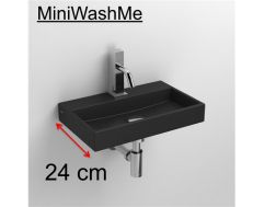 Hands washbasin, 24 x 38 cm, in matt anthracite ceramic, with drilling for basin mixer - MINI WASH ME 38